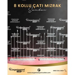  Mızrak Şamdan 8’li Düz Kafa Merdiven Gümüş 120 cm / Düğün Ekipmanları 